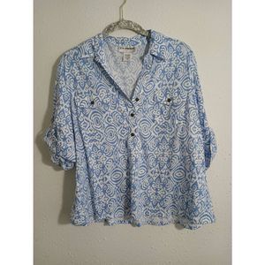 C.D Women's Top Turquoise Geometric Design Size PXl